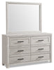 Lark 6pc Bedroom Set with Panel Bed, Dresser, Mirror & Nightstand, Rustic White - King Size | Ensemble de chambre à coucher Lark 6 pièces blanc rustique avec lit à panneaux, commode, miroir et table de nuit - format très grand lit