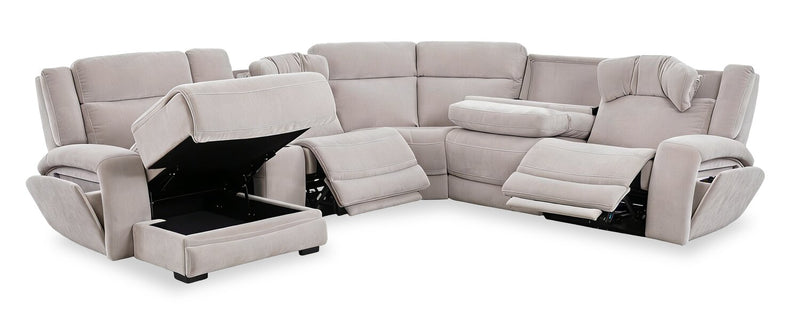 Shaquille O’Neal Home Legacy 6-Piece Left-Facing Power Reclining Sectional with Shaq-o-pedic Comfort - Grey 