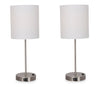 Chloe 21" Brushed Steel Metal 2-Piece Set, with Two Table Lamps  | Ensemble 2 lampes de table Chloe de 21 po en métal acier brossé  | CHLOE2PK