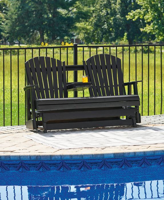 Lake Outdoor Patio Glider Loveseat - High Density Plastic, Weather Resistant – Black
