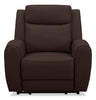 Reign 41.25" Top-Grain Genuine Leather Power Reclining Chair with USB Port - Silverado Chocolate Brown | Fauteuil à inclinaison électrique Reign de 41,25 po en cuir véritable de qualité supérieure avec port USB - brun chocolat Silverado