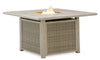 Muskoka 5-Piece Outdoor Patio Set with Fire Pit Table & 4 Chairs - 50,000 BTU, Resin Wicker - Beige | Ensemble Muskoka 5 pièces pour la terrasse à l’extérieur avec foyer-table et 4 chaises - 50 000 BTU, osier en résine - beige