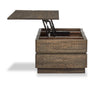 Elm 48” Rustic Pine Lift Top Coffee Table with Storage and Casters - Brown | Table à café rustique Elm de 48 po en pin avec dessus relevable - brune
