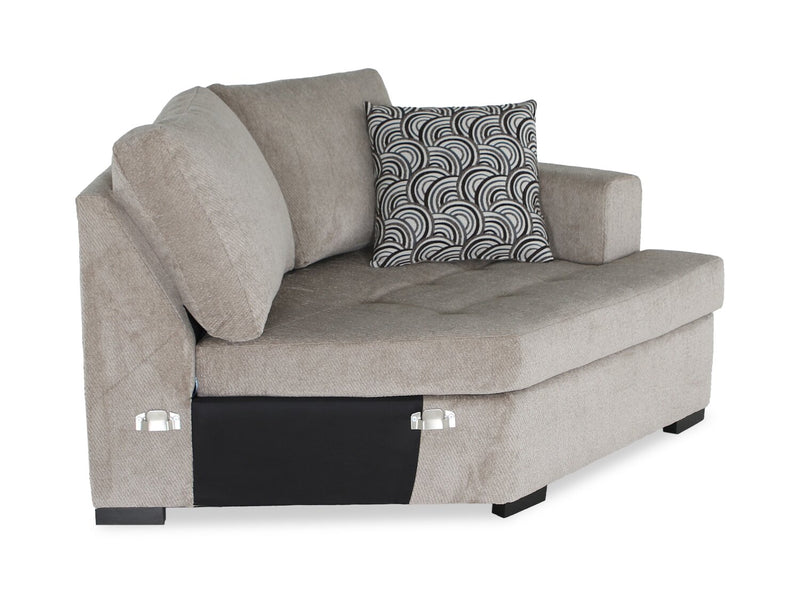 Made in Canada Legend 2-Piece Right-Facing Chenille Fabric Cuddler Sleeper Sectional - Platinum Beige