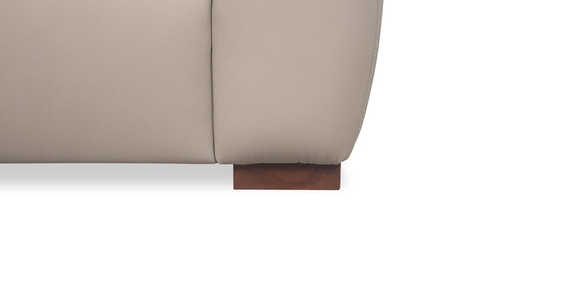 Raya Modular 5-Piece Left-Facing Genuine Leather Sectional with Storage Console and Wood Legs - Stone Beige