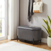 Victoria 18” Faux Leather Storage Ottoman with Metal Base – Charcoal | Pouf de rangement Victoria de 18 po en similicuir avec base en métal - anthracite