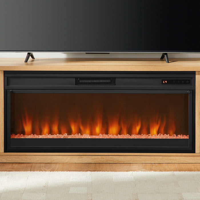 Wendel 80\" Electric Fireplace Tv Stand with Storage for TVs up to 85\" – Natural Oak 