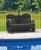 Lake Outdoor Patio Glider Loveseat - High Density Plastic, Weather Resistant – Black | Causeuse pivotante et coulissante Lake pour la terrasse à l’extérieur -  plastique haute densité, résistant aux intempéries - noire