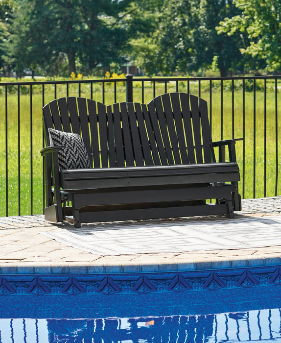Lake Outdoor Patio Glider Loveseat - High Density Plastic, Weather Resistant – Black