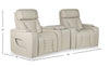 Zen 3-Piece Leather-Look Fabric Home Theatre Power Reclining Sectional with Massage and Storage Console - Apricot | Sofa sectionnel à inclinaison électrique Zen 3 pièces de style cinéma maison en similicuir avec massage et console de rangement - abricot