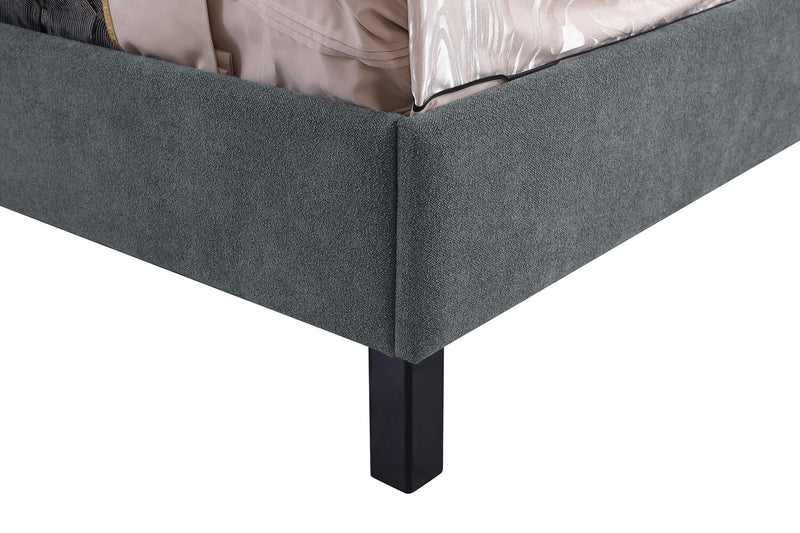 Amos Upholstered Platform Bed in Charcoal Fabric with Channelled Headboard - Full Size