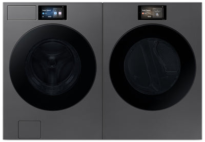 Samsung Bespoke 6.1 Cu. Ft. Front Load Washer and 7.6 Cu. Ft. Electric Dryer – Dark Steel | Laveuse à chargement frontal de 6,1 pi³ et sécheuse électrique de 7,6 pi³ de Samsung Bespoke -acier foncé