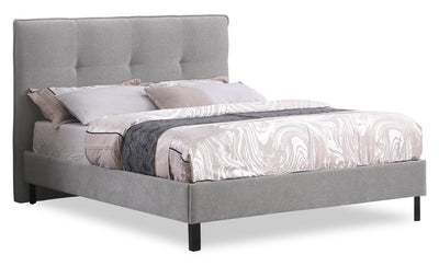 Amos Grey Upholstered Platform Bed with Tufted Headboard - Queen | Lit plateforme rembourré Amos gris avec tête de lit capitonnée - format grand lit
