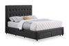Beck Upholstered Storage Bed in Dark Grey Fabric, Button Tufted - King Size | Lit rembourré Beck en tissu gris foncé avec rangement et capitonnage à boutons - format très grand lit