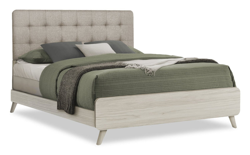 Cami 6pc Bedroom Set with Bed, Dresser, Mirror & Nightstand, Mid-Century Modern, Grey Oak - Queen Size