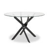 Zoe Dining Table with Glass Top, Metal Geometric Base, 47"W Round - Black