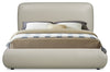 Luka Upholstered Platform Bed in Taupe Vegan-Leather Fabric, Modern - Queen Size | Lit plateforme rembourré moderne Luka en tissu de cuir végétalien taupe - format grand lit