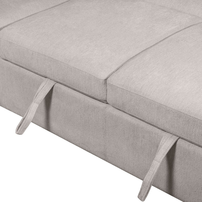 Envy 3-Piece Right-Facing Chenille Fabric Sleeper Sectional with Storage Chaise - Fog Grey