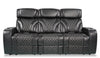 Elite 86" Genuine Leather Massage Power Reclining Sofa with Power Headrests and Storage Arms - Black | Sofa de massage à inclinaison électrique Elite de 86 po en cuir véritable avec appuie-têtes électriques et accoudoirs de rangement - noir