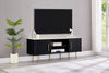 Kort & Co. Capri 60” Modern TV Stand with White Sintered Stone Top, Storage and Cable Management for TVs | Meuble pour téléviseur moderne Capri de Kort & Co. de 60 po avec dessus en pierre frittée blanche, rangement