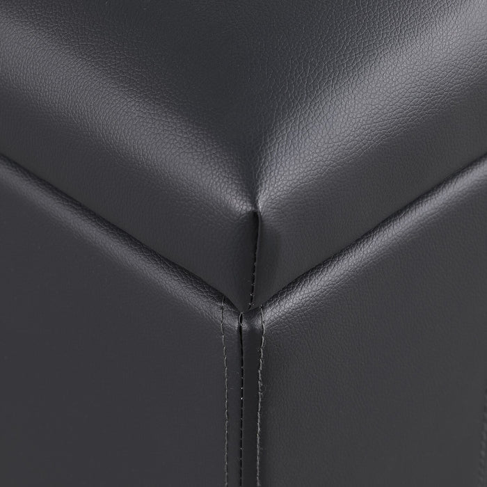 James 39.25\" Faux Leather Storage Ottoman - Black