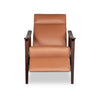 Aydin 27.5" Genuine Leather Pushback Reclining Accent Chair with Wood Armrests and Legs - Camel Orange | Fauteuil d’appoint à inclinaison par poussée Aydin de 27,5 po en cuir véritable avec accoudoirs et pattes en bois - orange chameau