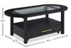 Dalton 47.5" Coffee Table with Glass Top and Drawer - Black  | Table à café Dalton de 47.5 po avec dessus en verre et tiroir - noire