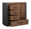 Scott Living Dante Bedroom 4-Drawer Chest with Storage Cabinet, 46"W x 45"H - Brown | Scott Living Commode verticale Dante de 46 po (L) x 45 po (H) à 4 tiroirs avec armoire de rangement pour la chambre à coucher - brune