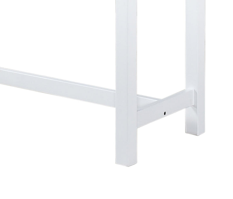 Noah 60” Modern Dining Table with 3 Counter-Height Stools and USB Ports - White