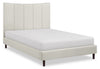 Paseo Platform Bed in Taupe Vegan-Leather Fabric - Full Size | Lit plateforme rembourré Paseo en tissu de cuir végétalien taupe - format lit double