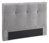 Amos Upholstered Storage Bed in Grey Fabric with Tufted Headboard & 3 Built-in Drawers - King Size | Lit de rangement Amos rembourré en tissu gris avec tête de lit capitonnée et 3 tiroirs intégrés - format très grand lit