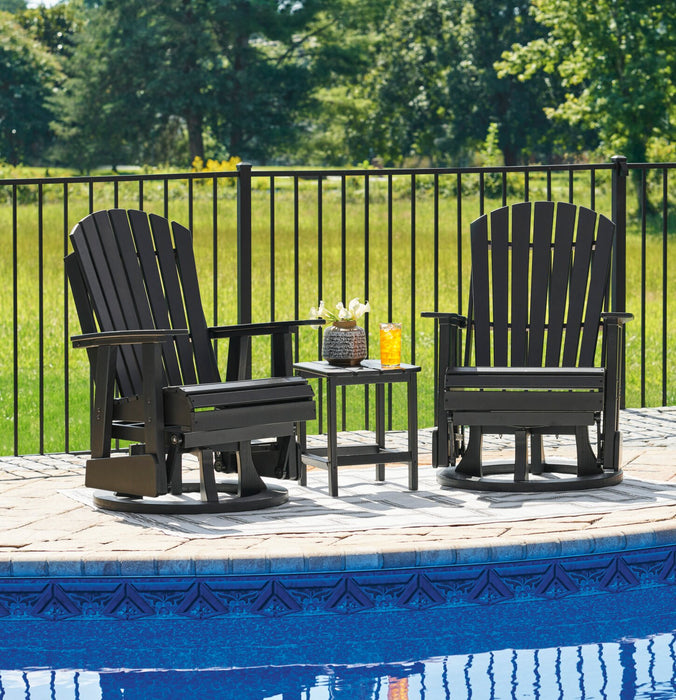 Lake Outdoor Patio Glider Swivel Chair - High Density Plastic, Weather Resistant – Black