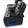 Elite 86" Genuine Leather Massage Power Reclining Sofa with Power Headrests and Storage Arms - Black | Sofa de massage à inclinaison électrique Elite de 86 po en cuir véritable avec appuie-têtes électriques et accoudoirs de rangement - noir