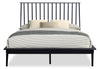 Milan 6pc Bedroom Set with Bed, Dresser, Mirror & Nightstand, Mid-Century Modern, Black - Queen Size | Ensemble de chambre à coucher Milan 6 pièces de style moderne du milieu du 20e siècle avec lit, commode, miroir et table de nuit, noir - grand lit