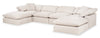 Eclipse Modular 6-Piece Linen-Look Fabric Sectional with Ottomans and Reversible Feather Down Cushions - Linen White | Sofa sectionnel modulaire Eclipse 6 pièces en tissu d’apparence lin avec poufs et coussins réversibles en duvet et plumes - blanc lin