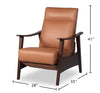 Aydin 27.5" Genuine Leather Pushback Reclining Accent Chair with Wood Armrests and Legs - Camel Orange | Fauteuil d’appoint à inclinaison par poussée Aydin de 27,5 po en cuir véritable avec accoudoirs et pattes en bois - orange chameau