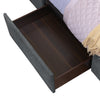 Amos Upholstered Storage Bed Base in Charcoal Fabric with 3 Built-in Drawers  - Queen Size | Base de lit de rangement Amos rembourrée en tissu anthracite avec 3 tiroirs intégrés - format grand lit