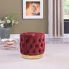Adell 17" Round Fabric Ottoman with Gold Base - Red | Pouf rond Adell de 17 po en tissu avec base dorée - rouge