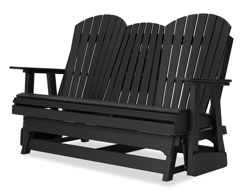 Lake Outdoor Patio Glider Loveseat - High Density Plastic, Weather Resistant – Black