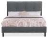 Amos Upholstered Platform Bed in Charcoal Fabric with Tufted Headboard - Queen Size | Lit plateforme Amos rembourré en tissu anthracite avec tête de lit capitonnée - format grand lit
