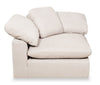 Eclipse Modular 5-Piece Linen-Look Fabric Sectional with Reversible Feather Down Cushions - Linen White | Sofa sectionnel modulaire Eclipse 5 pièces en tissu d’apparence lin avec coussins réversibles en duvet et plumes - blanc lin