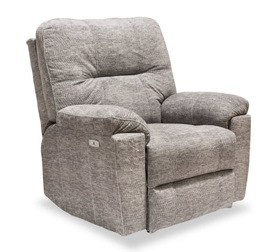 Made in Canada Fynn 40" Chenille Fabric Power Reclining Chair with USB Port - Dove Grey | Fauteuil à inclinaison électrique Fynn 40 po fabriqué au Canada, en tissu de chenille avec port USB - gris tourterelle