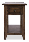 Branson 16\" Chairside Table with Storage, Shelf and USB Port - Dark Brown