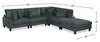 Lounge 5-Piece Chenille Modular Sectional with Ottoman – Grey | Sofa sectionnel modulaire Lounge 5 pièces en chenille avec pouf - gris