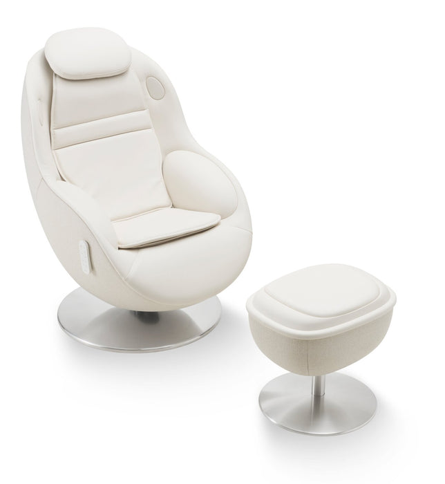 LG 29.6\" Leather-Look Fabric Reclining Massage Chair with Matching Ottoman - Beige