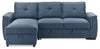 Eden 2-Piece Reversible Fabric Sleeper Sectional with Storage Chaise and Removable Back Cushions - Blue | Sofa-lit sectionnel réversible Eden 2 pièces en tissu avec fauteuil long de rangement et coussins de dossier amovibles - bleu