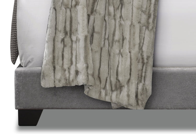 Candace Upholstered Bed in Velvet Grey Fabric, Button Tufted - King Size