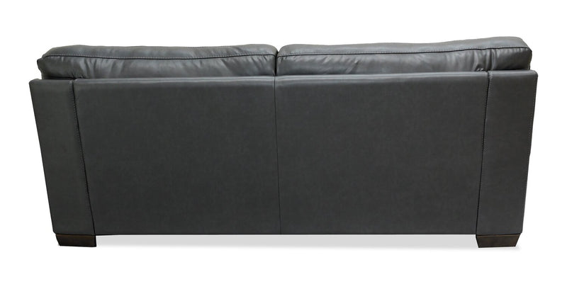 Classico 90\" Genuine Leather Sofa with Wood Legs – Carbon Grey