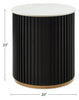 Kort & Co. Capri 20” Modern Round End Table with White Sintered Stone Top - Black and Gold | Table de bout ronde moderne Capri de Kort & Co. de 20 po avec dessus en pierre frittée blanche - noire et dorée