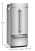 KitchenAid 36" 20.8 Cu. Ft. French Door Bottom Mount Refrigerator - Stainless Steel - KBFN536SPS | Réfrigérateur KitchenAid de 20,8 pi3 et de 36 po à portes françaises à congélateur inférieur - acier inoxydable - KBFN536SPS